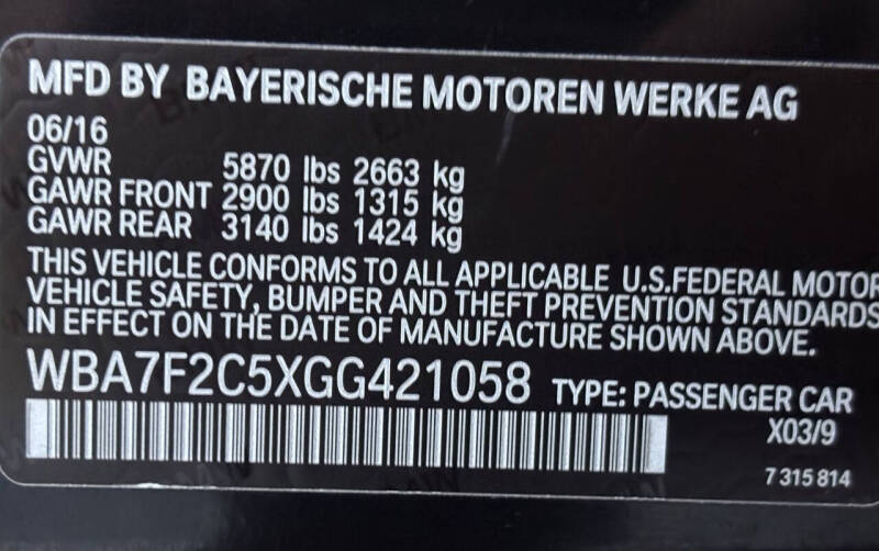 2016 BMW 7 Series 750i xDrive