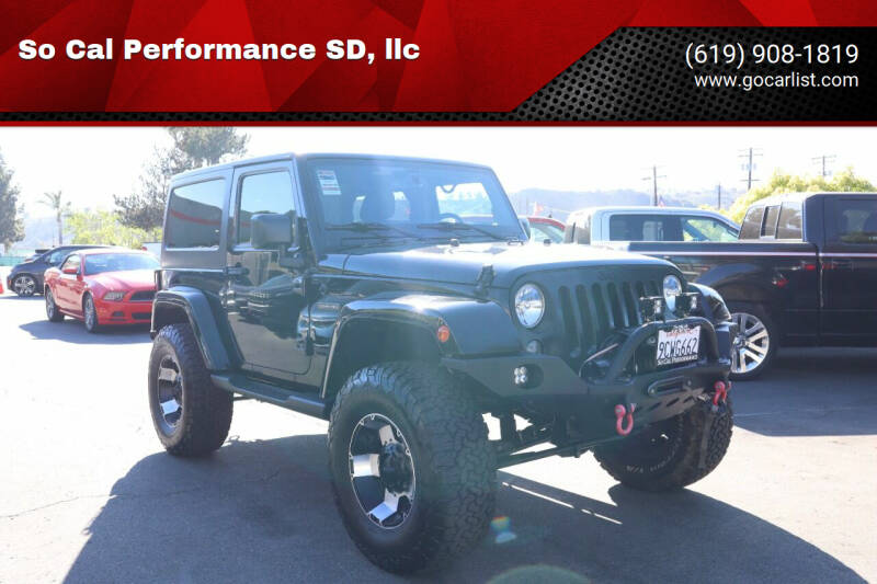 2016 Jeep Wrangler for sale at So Cal Performance SD, llc in San Diego CA