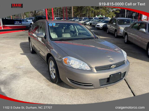 2007 Chevrolet Impala for sale at CRAIGE MOTOR CO in Durham NC