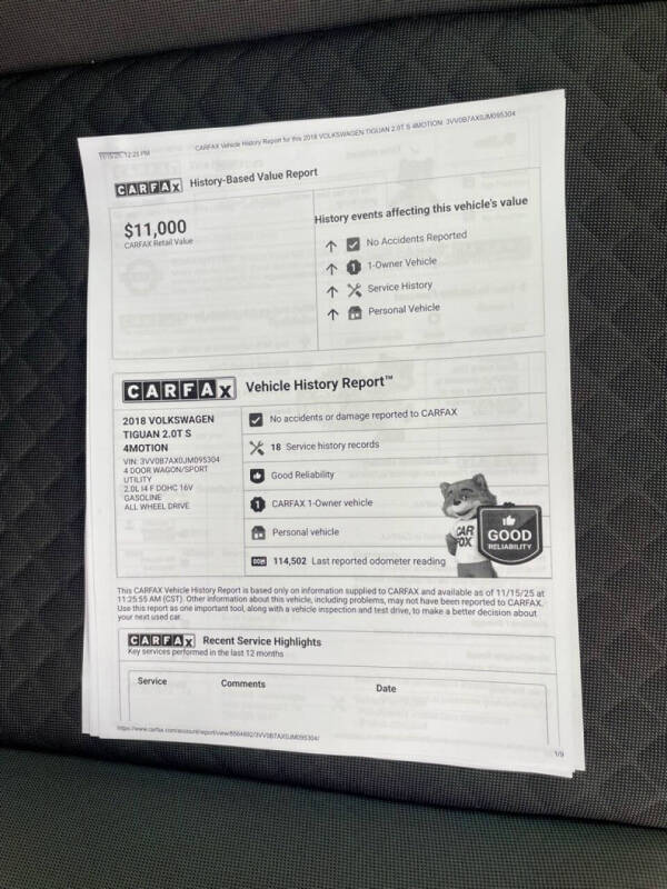 2018 Volkswagen Tiguan 2.0T S 4Motion