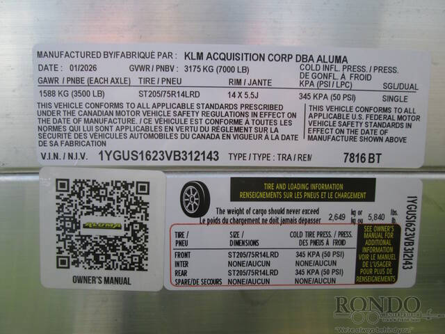 2027 Aluma Utility 7816TA-EL-BT-TR-RTD