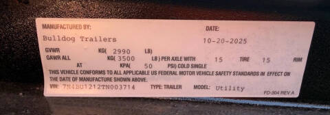 2026 Bulldog Trailers 7X12 3.5K Utility Dove