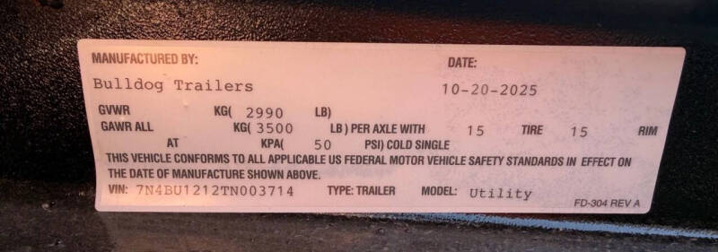 2026 Bulldog Trailers 7X12 3.5K Utility Dove