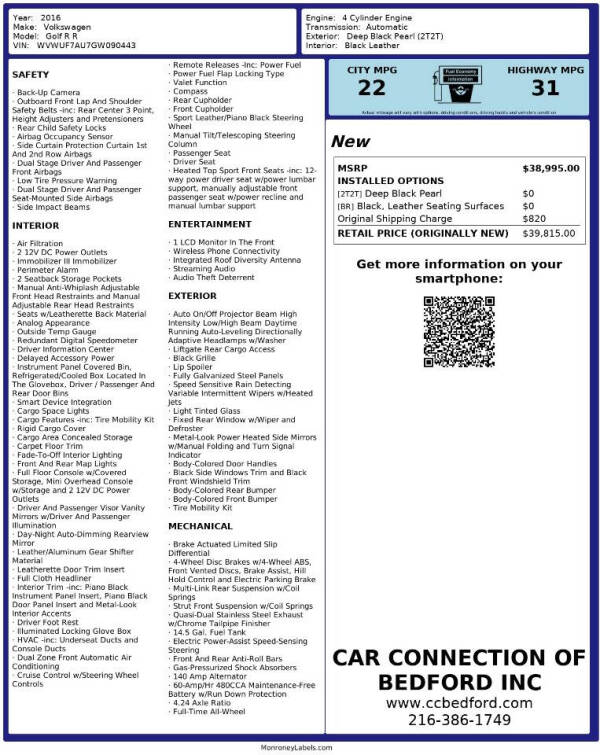 2016 Volkswagen Golf R 4Motion