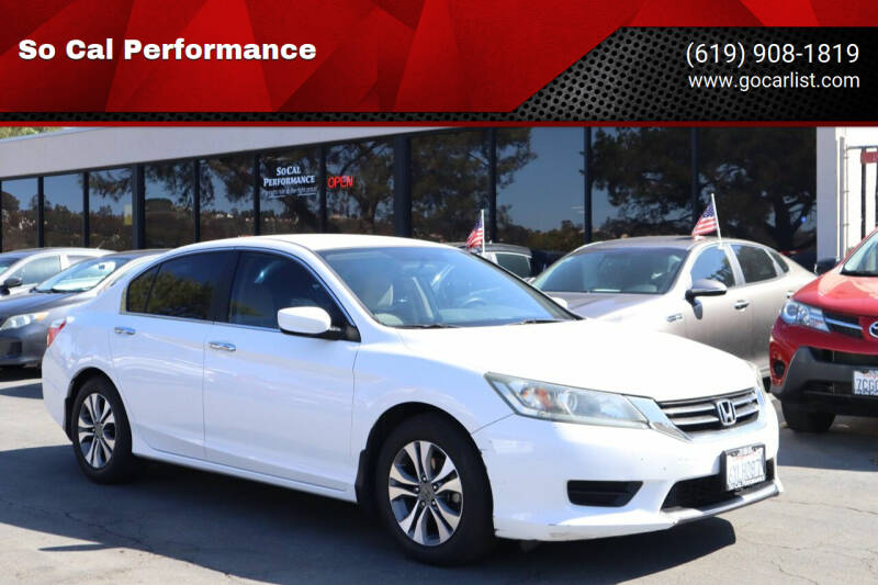 2013 Honda Accord for sale at So Cal Performance in San Diego CA