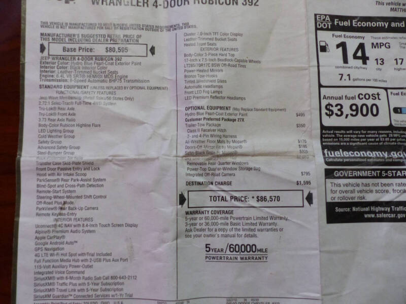 2023 Jeep Wrangler Rubicon 392 20th Anniversary