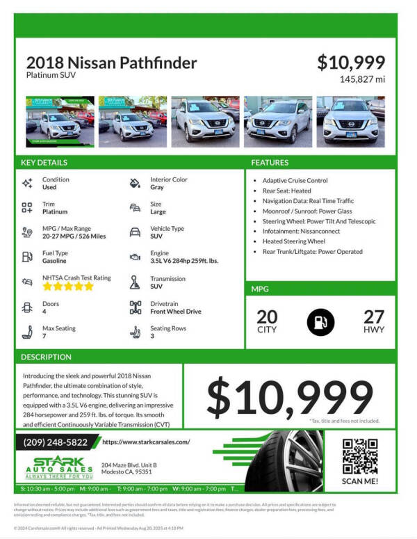 2018 Nissan Pathfinder Platinum