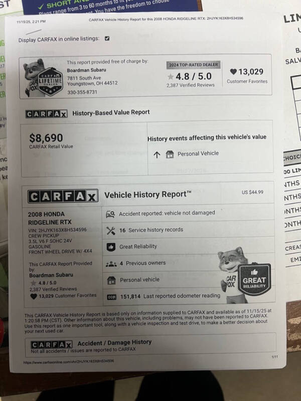 2008 Honda Ridgeline RTX
