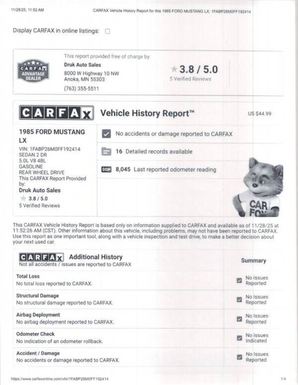 1985 Ford Mustang LX