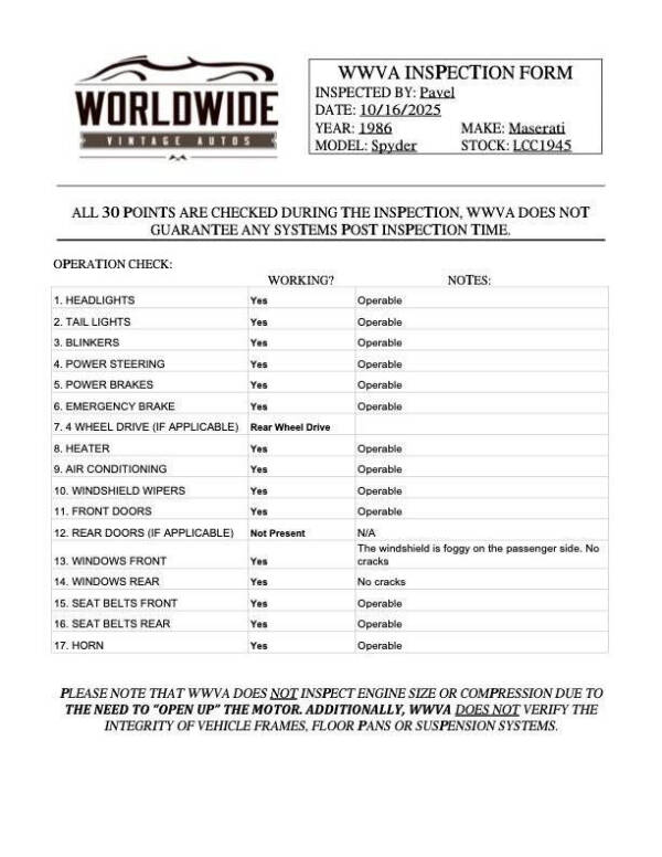 1986 Maserati Spyder