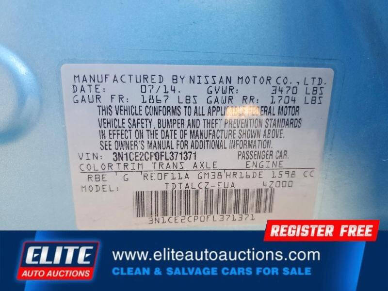 Blue 2015 Nissan Versa Note S Plus S Plus 4dr Hatchback 24