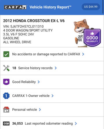 2012 Honda Crosstour EX-L V6