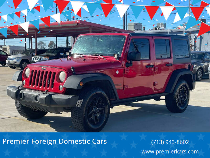 2014 Jeep Wrangler Unlimited for sale at Premier Foreign Domestic Cars in Houston TX
