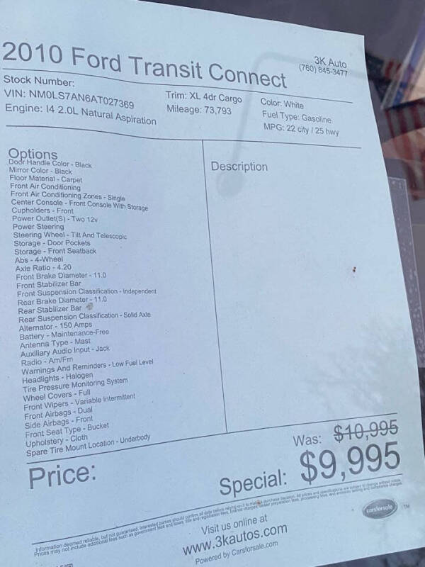 2010 Ford Transit Connect XL