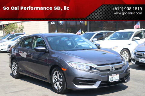 2018 Honda Civic for sale at So Cal Performance SD, llc in San Diego CA