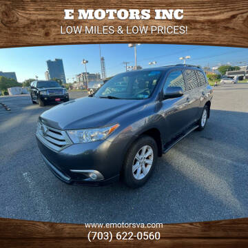 2013 Toyota Highlander for sale at E Motors INC in Vienna VA