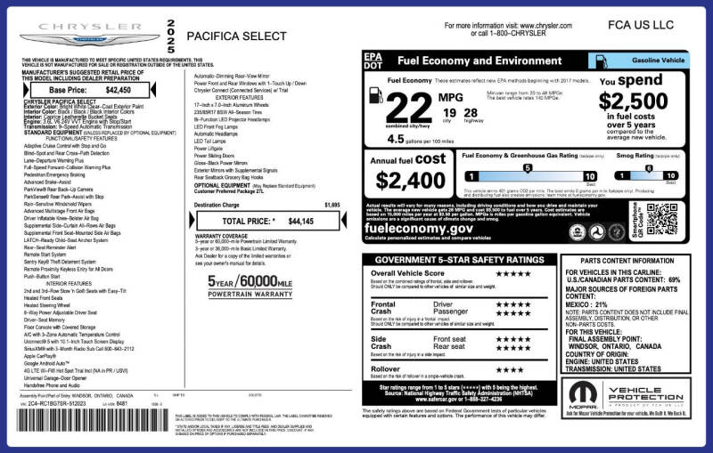 2025 Chrysler Pacifica Select