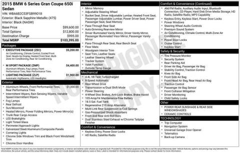 2015 BMW 6 Series 650i Gran Coupe