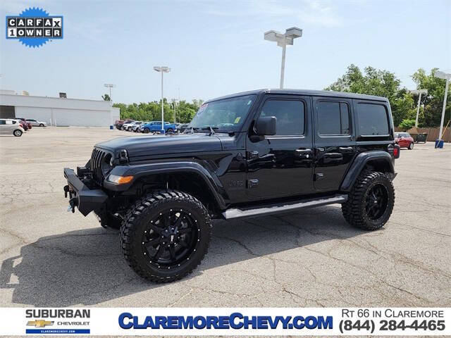 Used 2021 Jeep Wrangler Unlimited Sahara Altitude with VIN 1C4HJXEN4MW733037 for sale in Claremore, OK