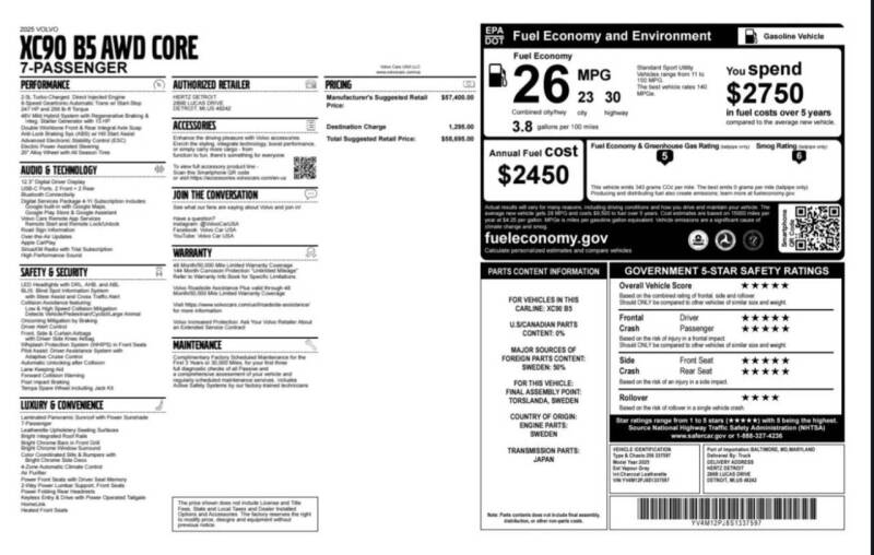 2025 Volvo XC90 B5 Core Bright Theme