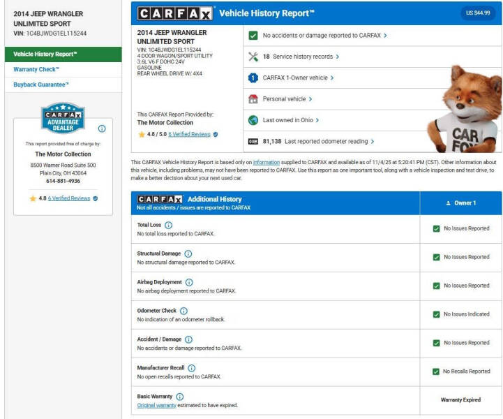 2014 Jeep Wrangler Unlimited Sport