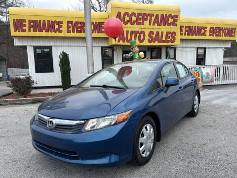 2012 Honda Civic for sale at Acceptance Auto Sales in Lithia Springs GA