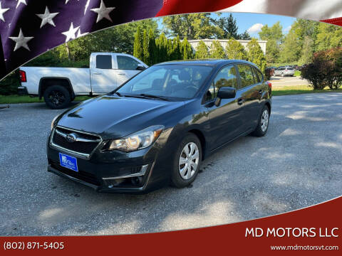 2016 Subaru Impreza for sale at MD Motors LLC in Williston VT