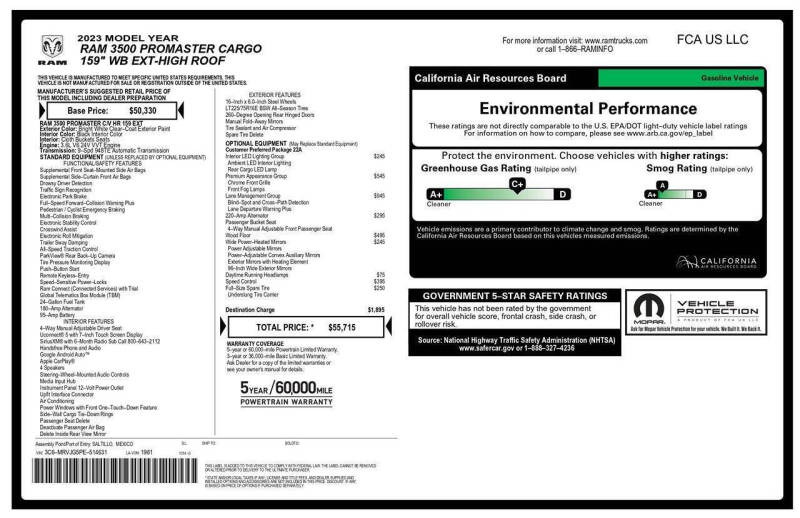 2023 RAM ProMaster 3500 159 WB