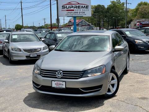 2012 Volkswagen Passat for sale at Supreme Auto Sales in Chesapeake VA