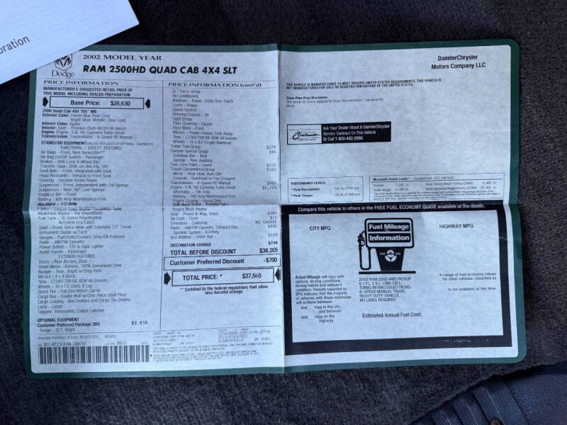 2002 Dodge Ram 2500 SLT Plus