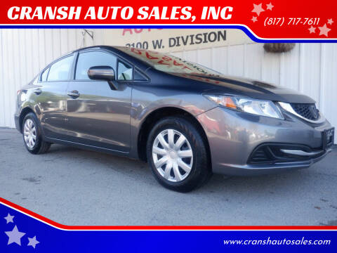 2015 Honda Civic for sale at CRANSH AUTO SALES, INC in Arlington TX