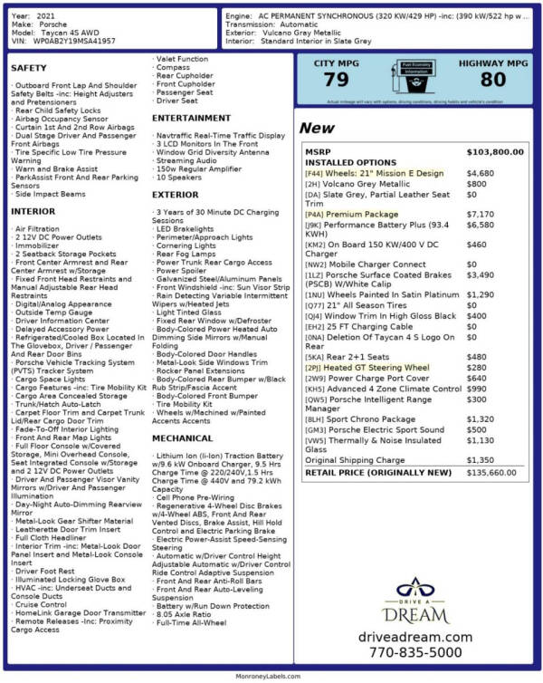 2021 Porsche Taycan 4S