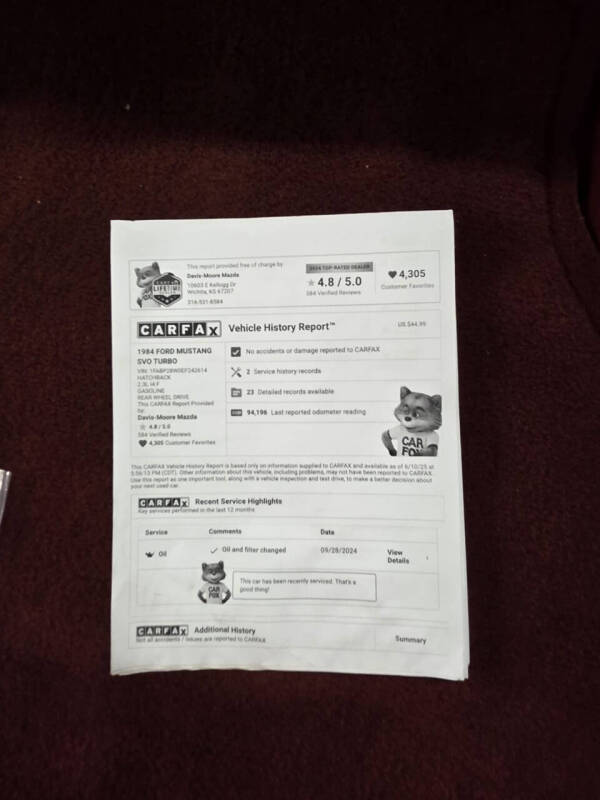 1984 Ford Mustang SVO Turbo