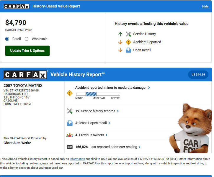 2007 Toyota Matrix XR