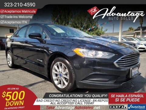 2017 Ford Fusion Hybrid for sale at ADVANTAGE AUTO SALES INC in Bell CA