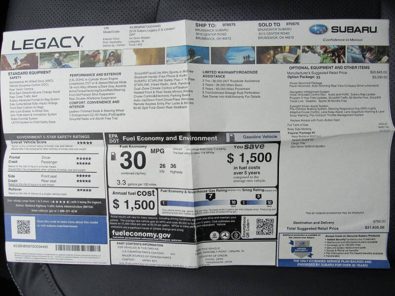 2016 Subaru Legacy 2.5i Limited