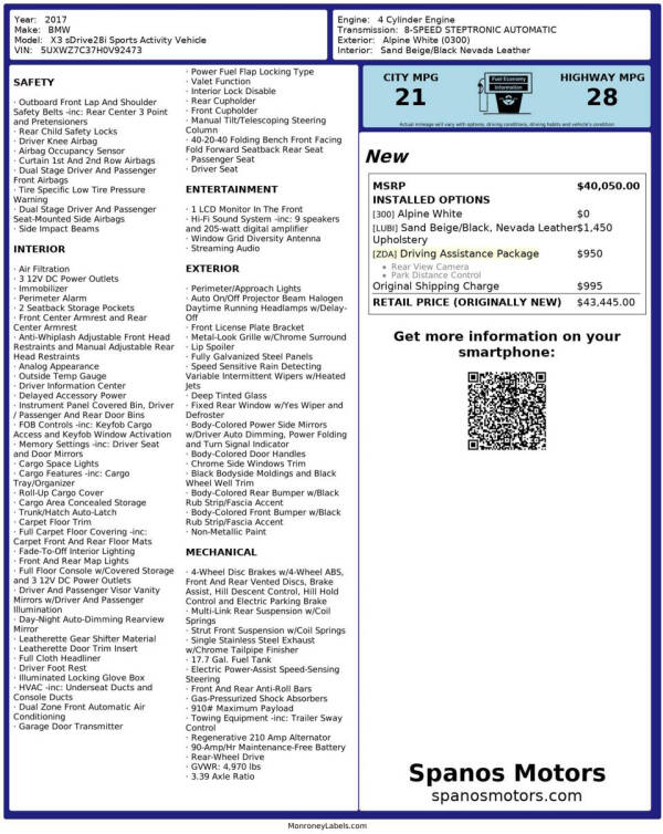 2017 BMW X3 sDrive28i