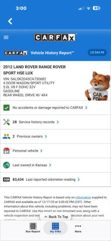 2012 Land Rover Range Rover Sport HSE LUX