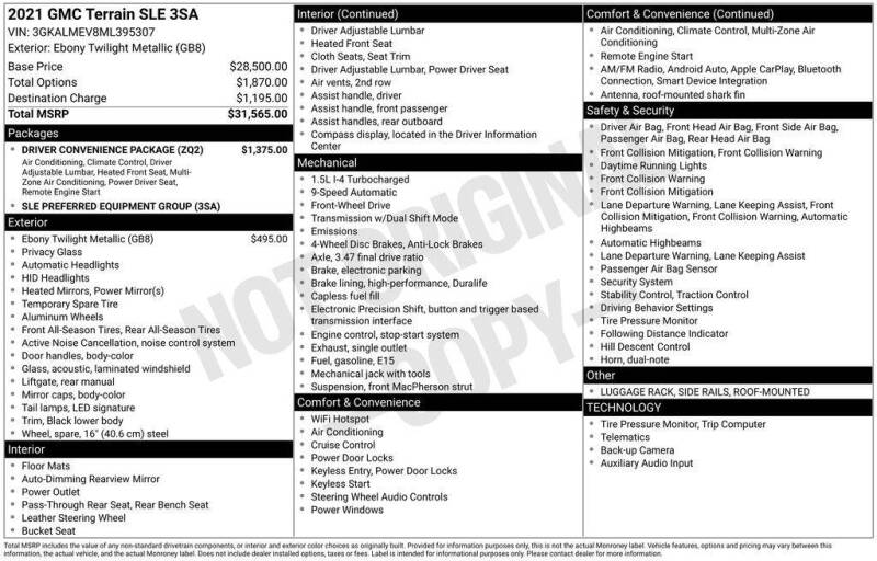 2021 GMC Terrain SLE