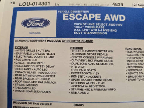2024 Ford Escape Hybrid ST-Line Select