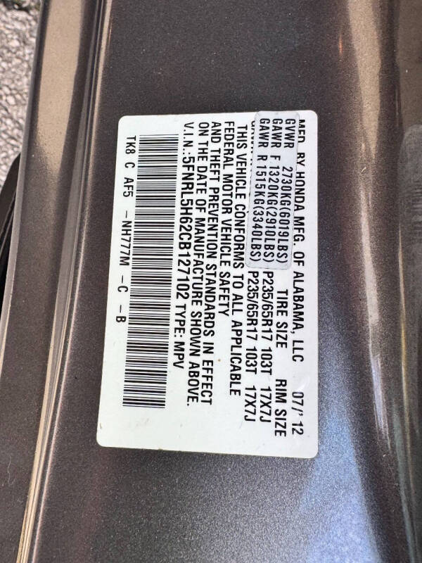 2012 Honda Odyssey EX-L w/DVD