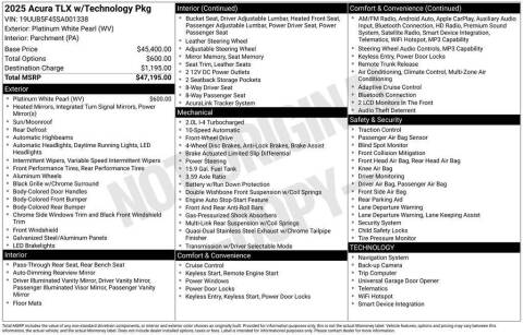 2025 Acura TLX w/Tech