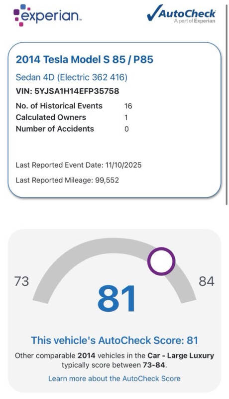2014 Tesla Model S 85