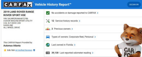 2019 Land Rover Range Rover Sport HSE