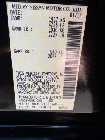 2017 Nissan Altima 2.5 SV