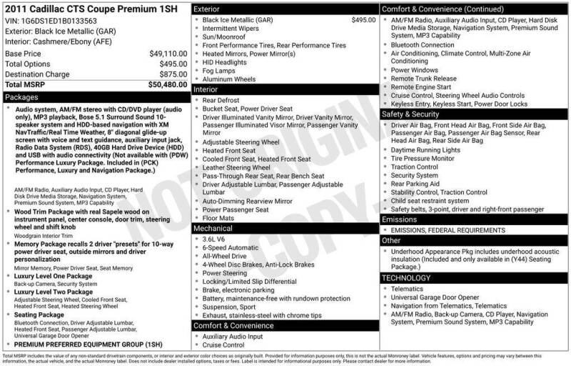 2011 Cadillac CTS 3.6L Premium