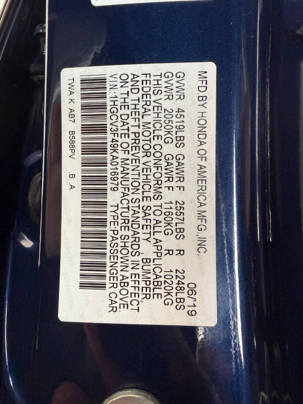 2019 Honda Accord Hybrid EX