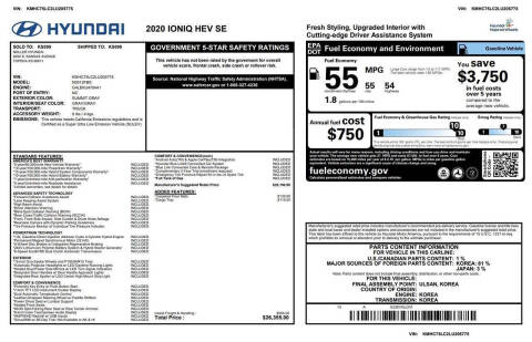 2020 Hyundai Ioniq Hybrid SE