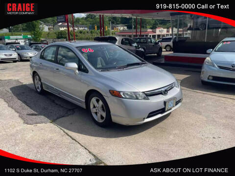 2006 Honda Civic for sale at CRAIGE MOTOR CO in Durham NC
