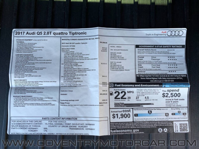 2017 Audi Q5 2.0T quattro Premium Plus